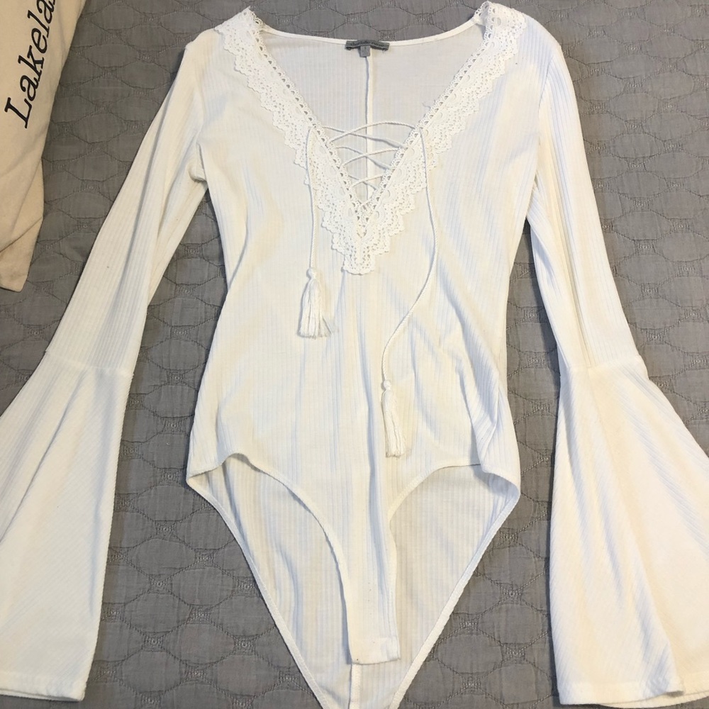 White lace body suit